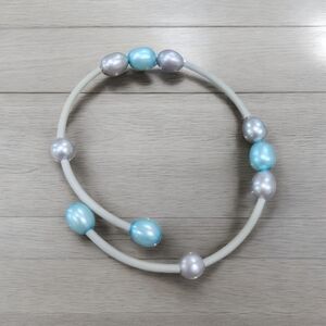 Silver and blue bead bracelet